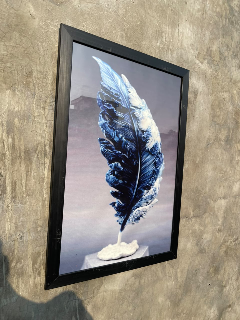 Premium Blue Feather Wall Art 21x30 Inc