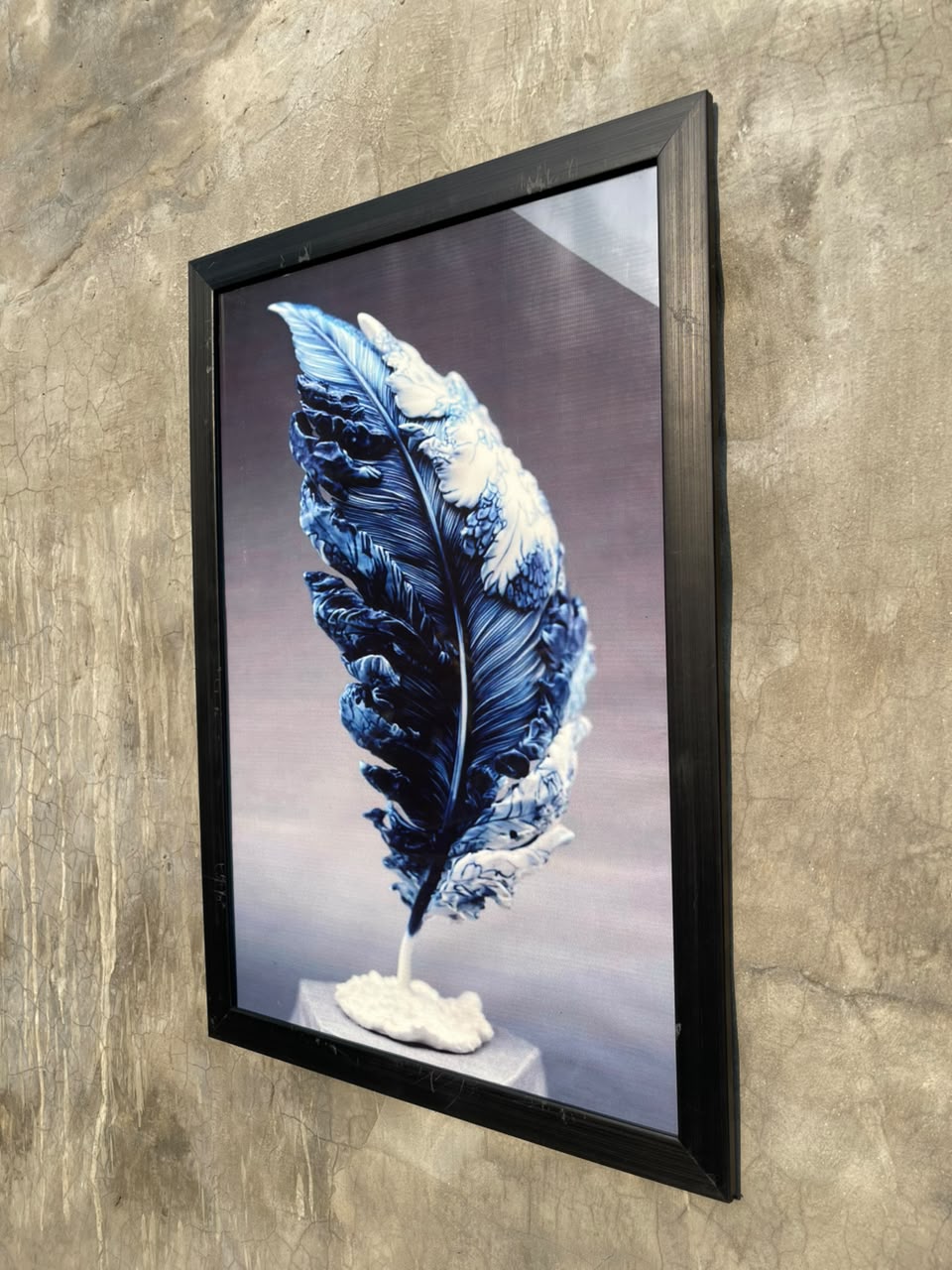 Premium Blue Feather Wall Art 21x30 Inc