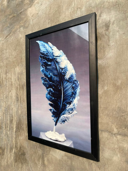 Premium Blue Feather Wall Art 21x30 Inc